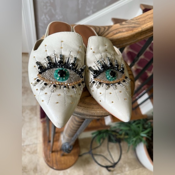 Kurt Geiger London Olive Eye leather flats, rhinestones ladies, US 6 1/2 euro 37 - Picture 3 of 9